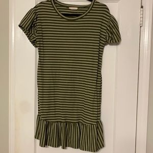 Army Green Striped T-Shirt Dress